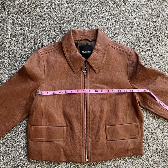 Madewell NWT shrunken zip-front leather jacket in cedar - Picture 3 of 11